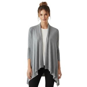 Draped Cashmere Cardigan Open Front Light Gray Size XL
